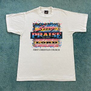 VINTAGE 1990 Sing Praise To The Lord Shirt Adult Medium First Christian Church